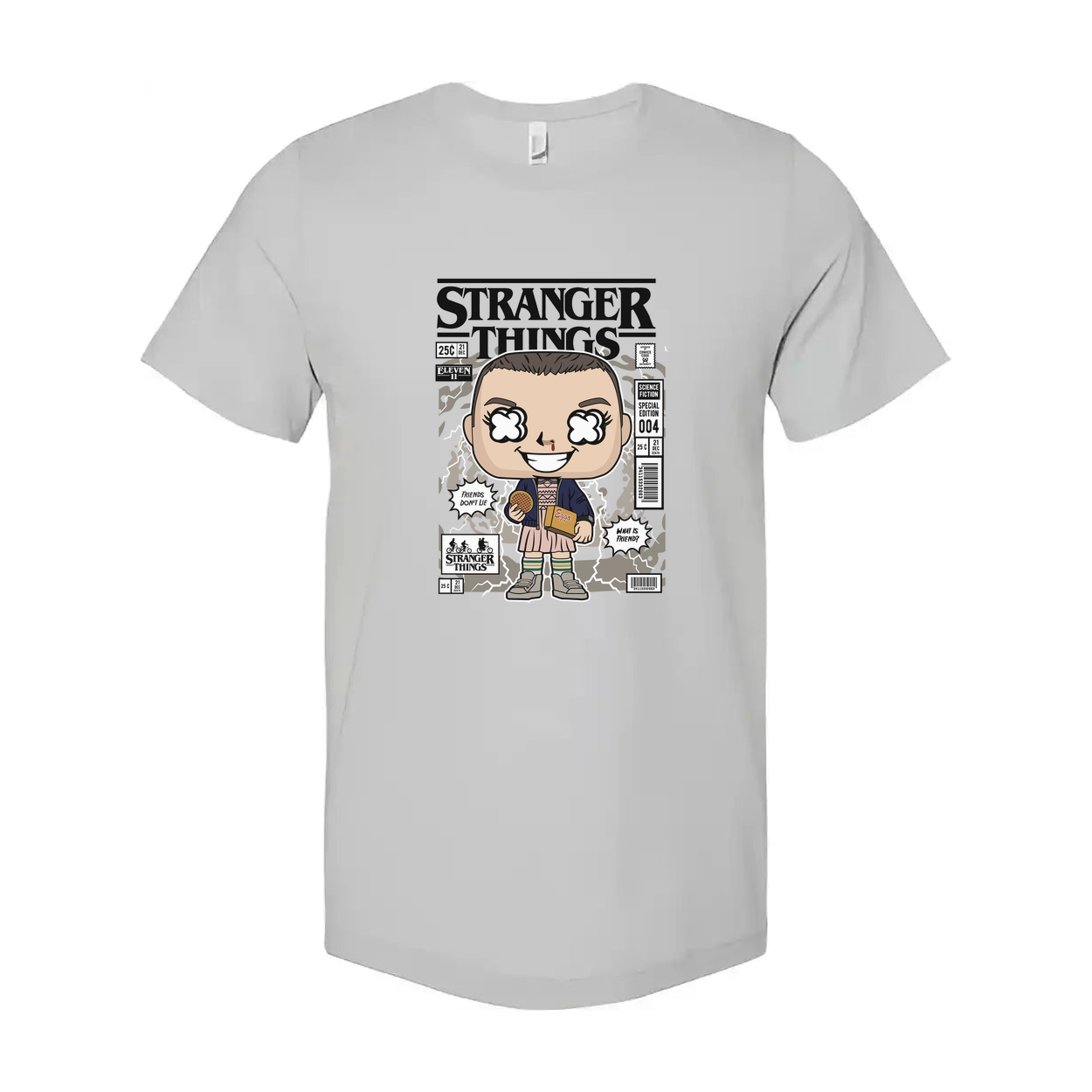Stranger Things Eleven With Eggos Cartoon Graphic Unisex T Shirt Vintage Style Pop Culture Apparel