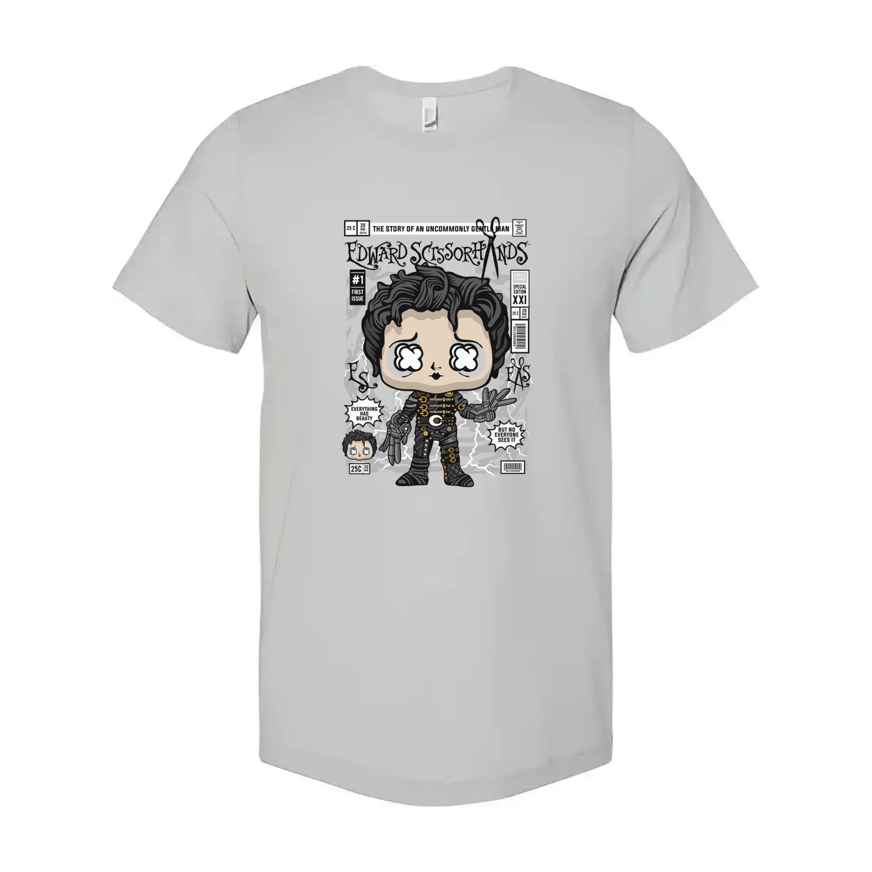 Edward Scissorhands Comic Style Graphic Tee For Fans With Stylized Pop Art Illustration
