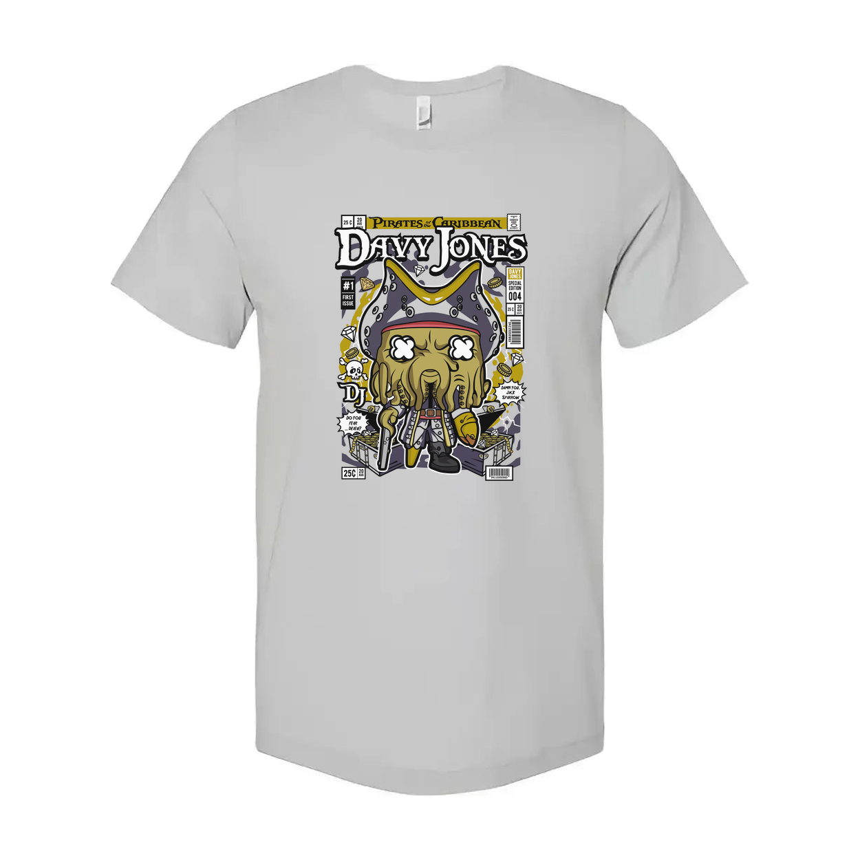 Unisex Pirates of the Caribbean Davy Jones Cartoon Graphic Tee for Fans of Pirate Theme Collectibles
