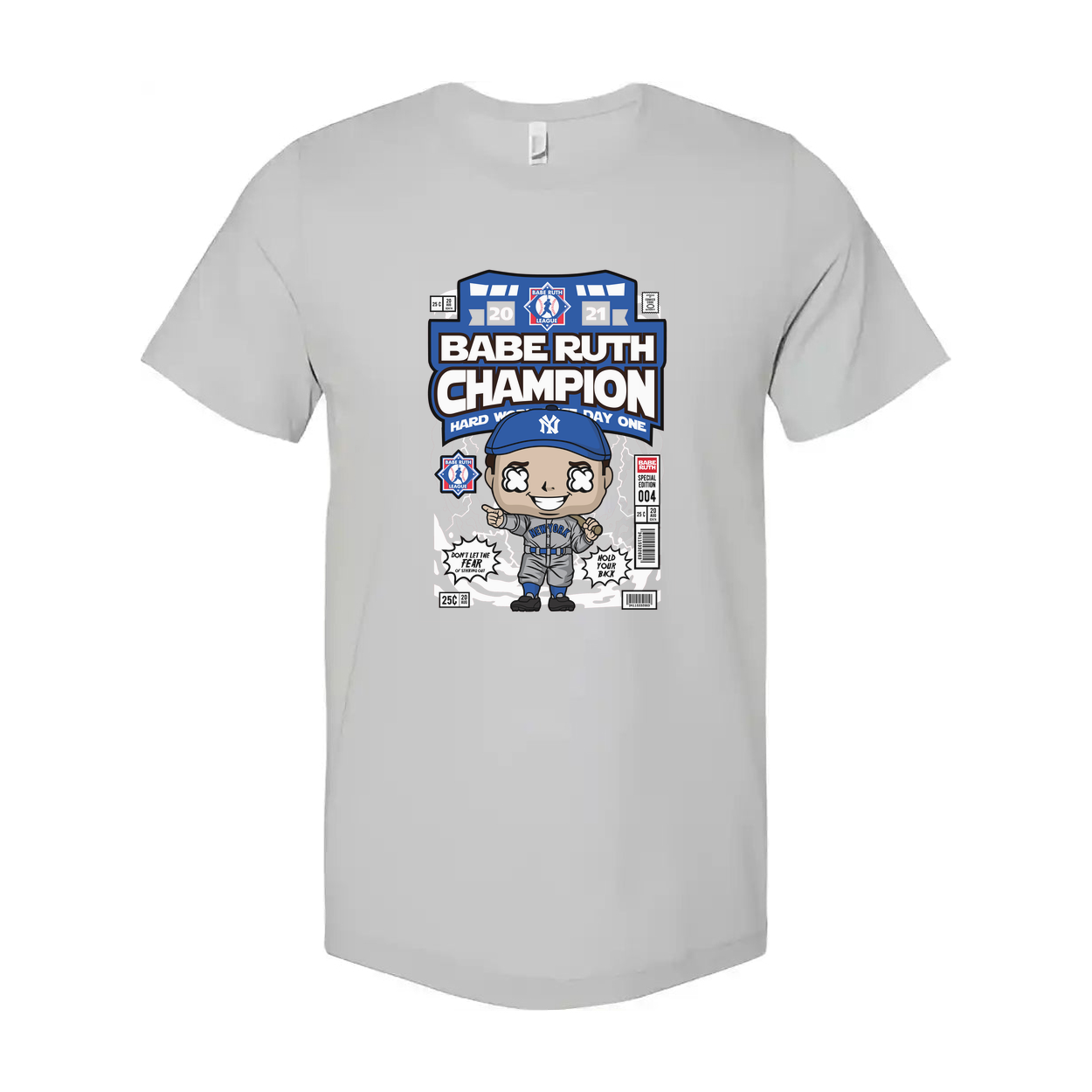 Babe Ruth Champion Graphic T Shirt Unisex Baseball Tee With Classic Comic Style Artwork