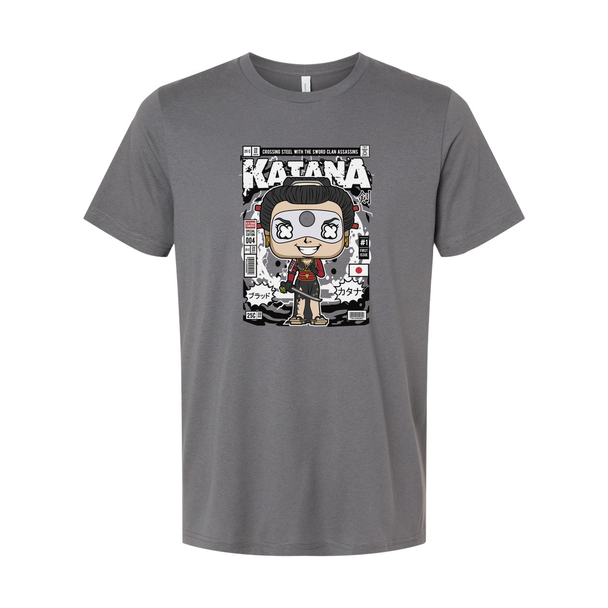 Katana Manga Style Unisex Graphic T Shirt Featuring Hero Cover Artwork With Bold Line Art