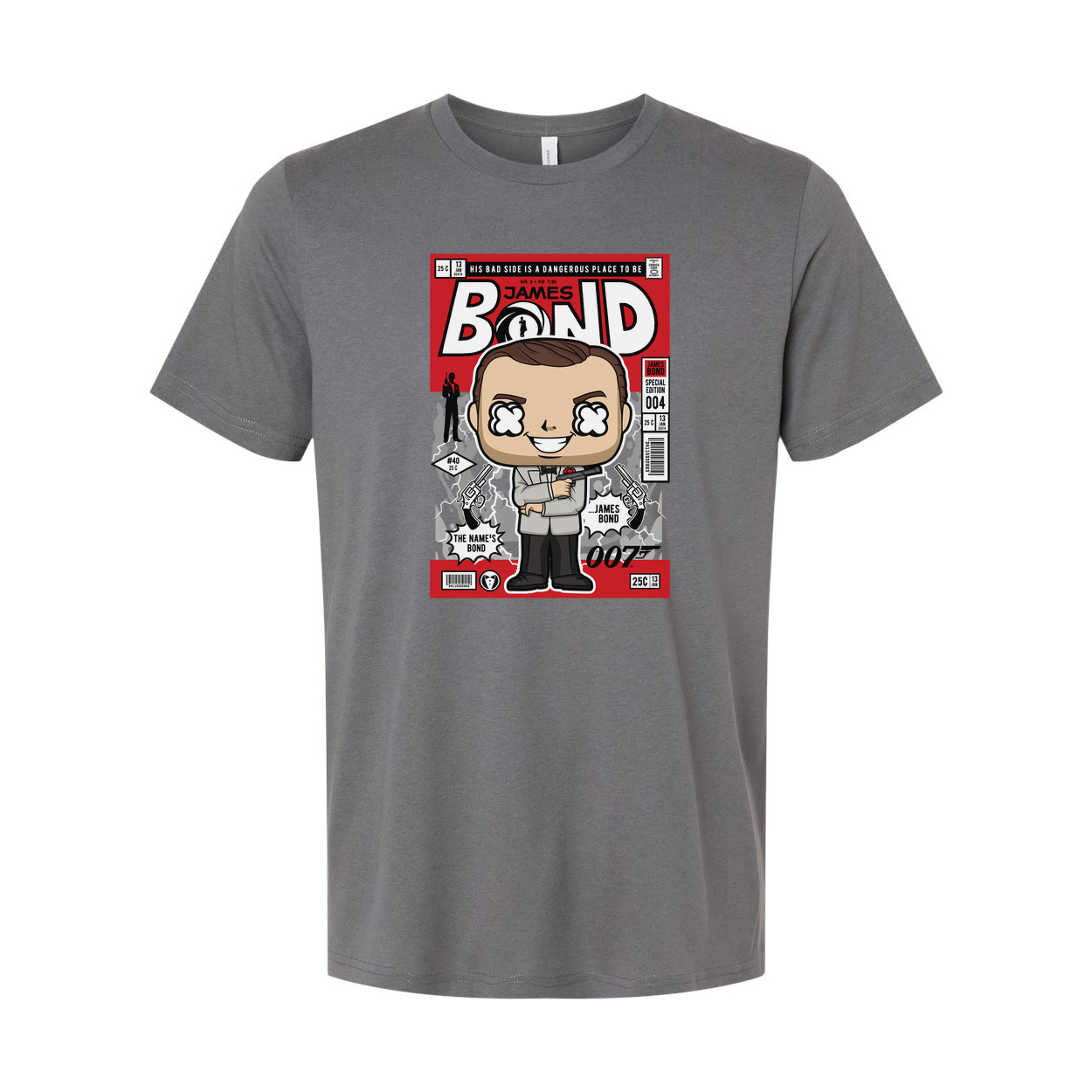 James Bond Comic Style Pop Art Unisex T Shirt Featuring Cartoon Agent Print For Adults And Teens