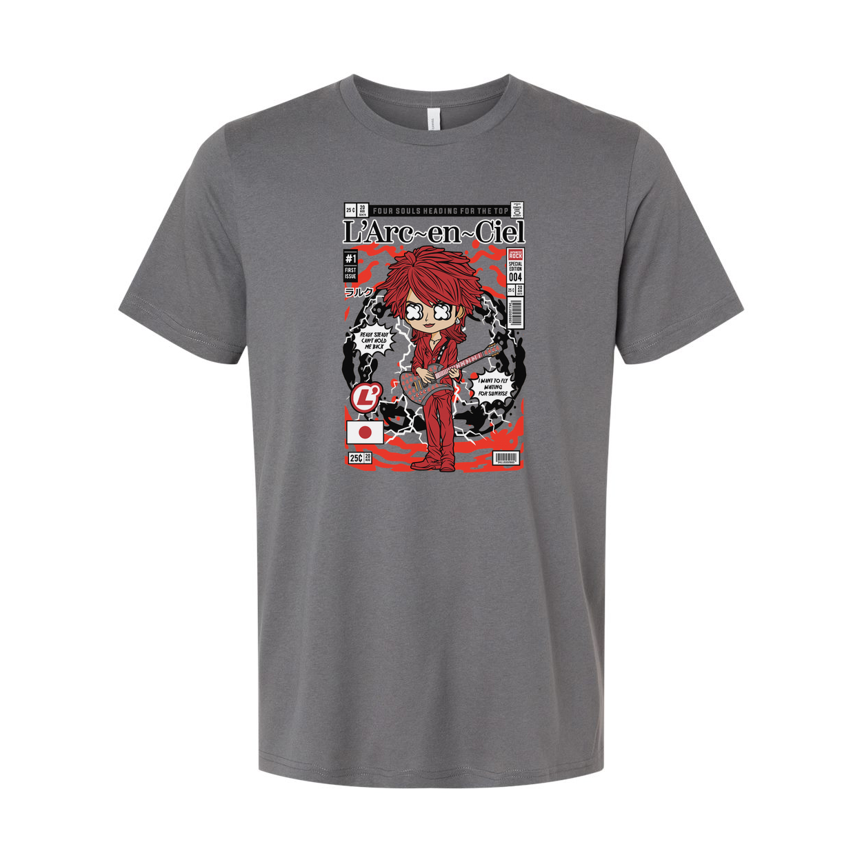 Hyde L Arc En Ciel Unisex Graphic Tee Featuring Manga Style Cover Art And Red Guitar