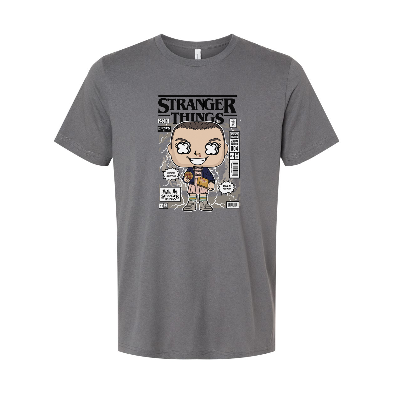Stranger Things Eleven With Eggos Cartoon Graphic Unisex T Shirt Vintage Style Pop Culture Apparel