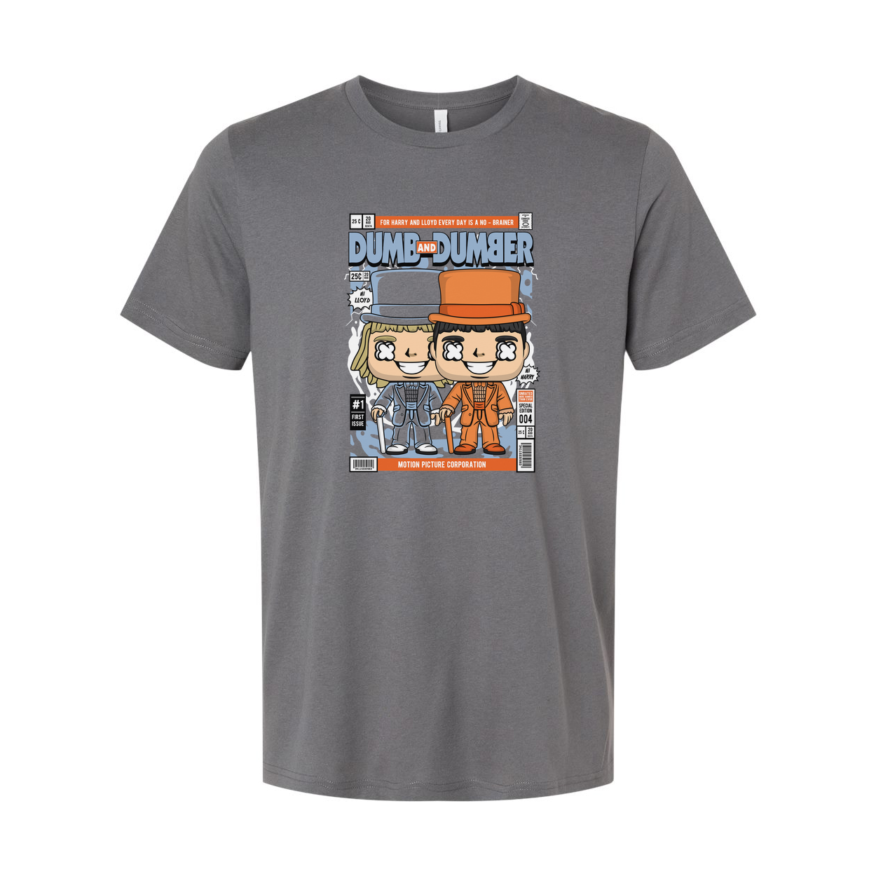 Dumb And Dumber Cartoon Cover Duo T Shirt Featuring Lloyd And Harry In Iconic Hats