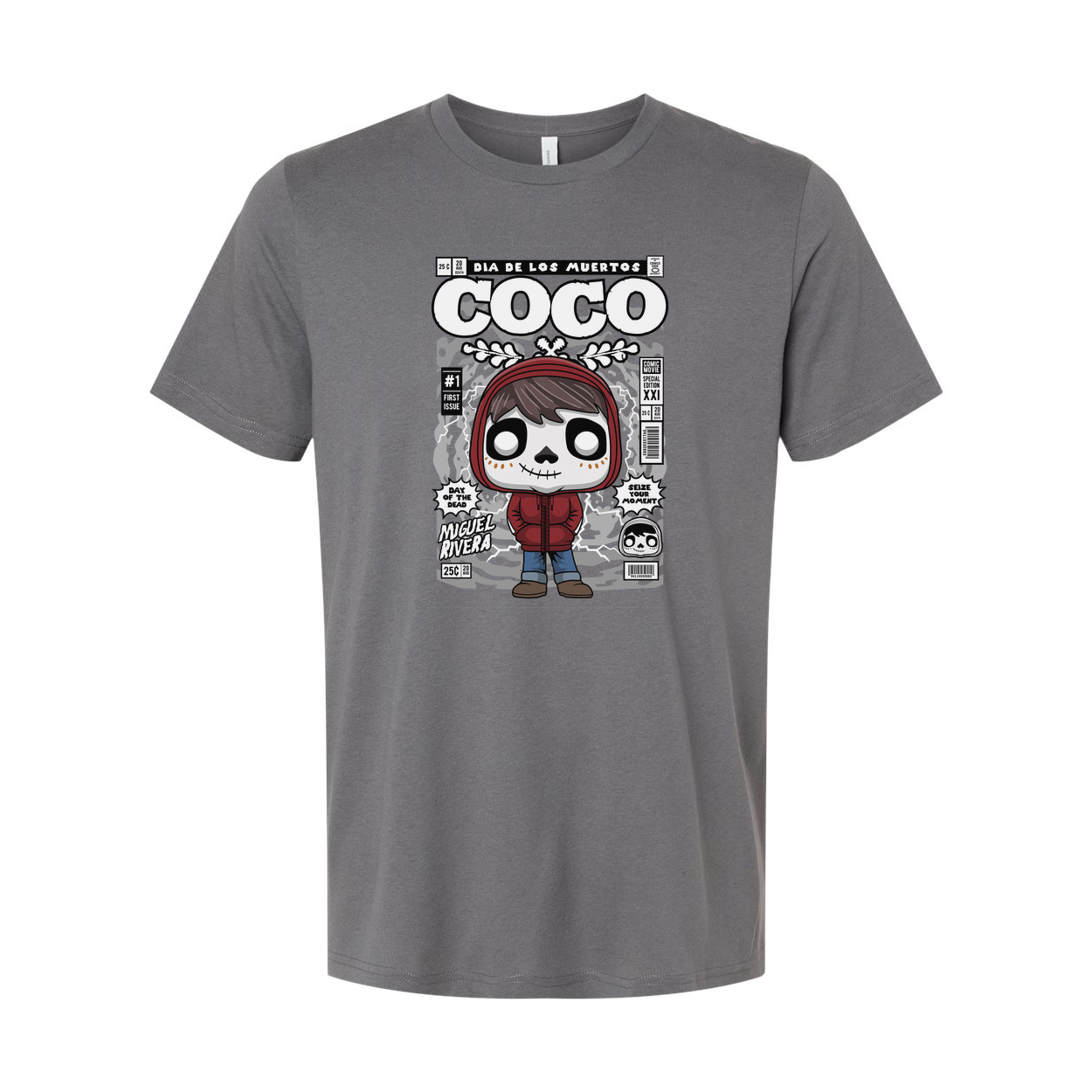 Unisex Graphic T-Shirt Featuring Coco Miguel Day Of The Dead Cartoon Illustration