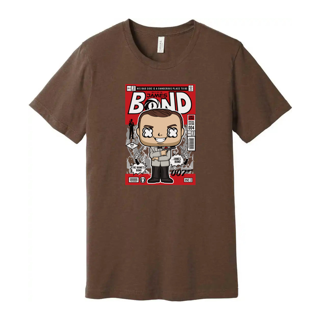 James Bond Comic Style Pop Art Unisex T Shirt Featuring Cartoon Agent Print For Adults And Teens
