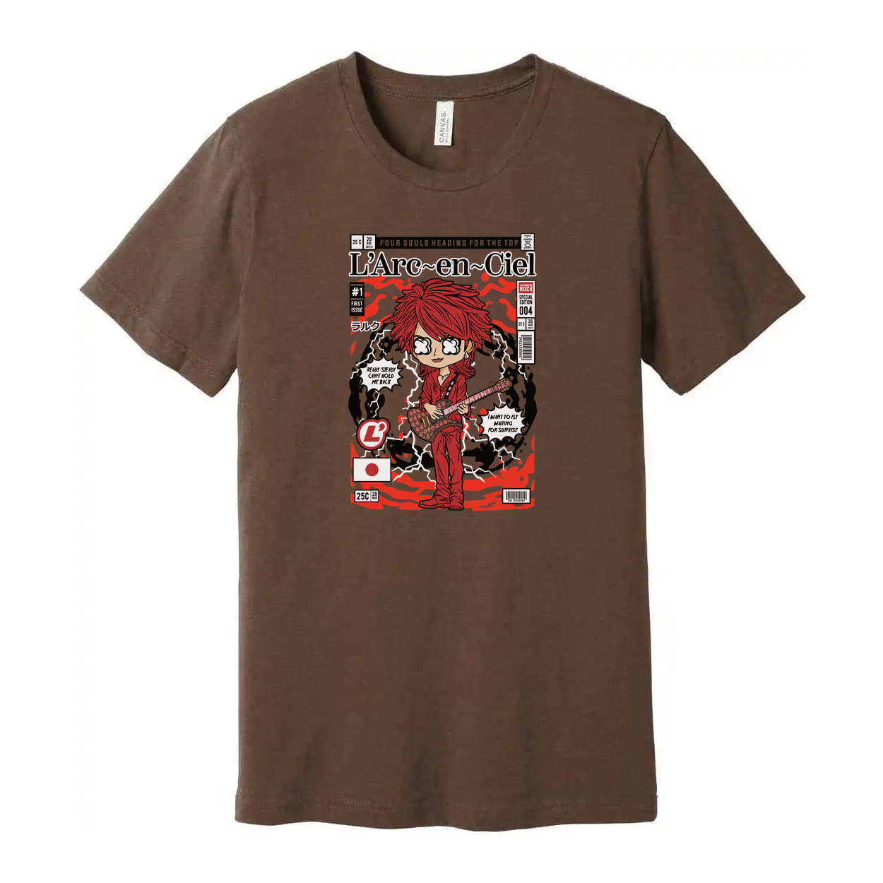Hyde L Arc En Ciel Unisex Graphic Tee Featuring Manga Style Cover Art And Red Guitar
