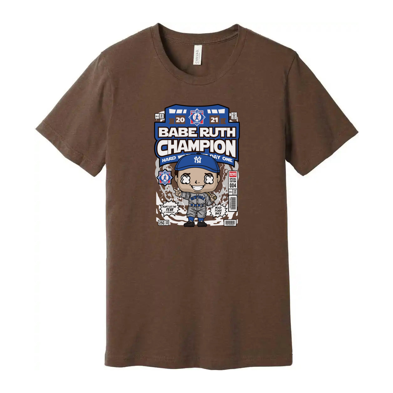 Babe Ruth Champion Graphic T Shirt Unisex Baseball Tee With Classic Comic Style Artwork