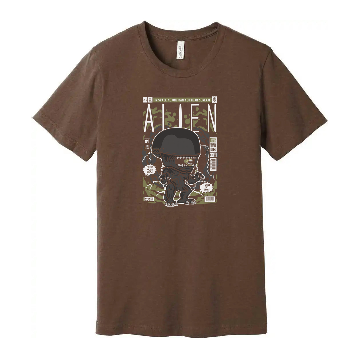 Alien Helmeted Creature Graphic Unisex T Shirt With Futuristic Space Scene Artwork