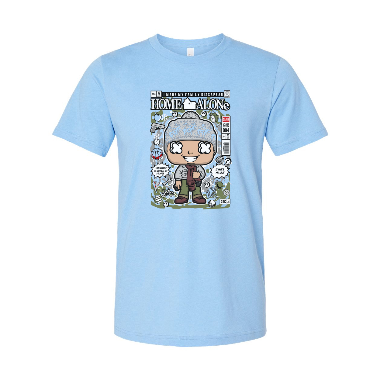 Home Alone Kevin Cartoon Graphic Tee Unisex Casual Shirt With Comic Cover Design