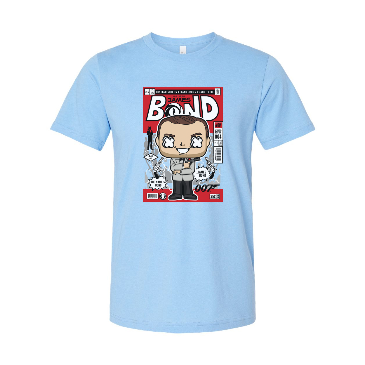 James Bond Comic Style Pop Art Unisex T Shirt Featuring Cartoon Agent Print For Adults And Teens
