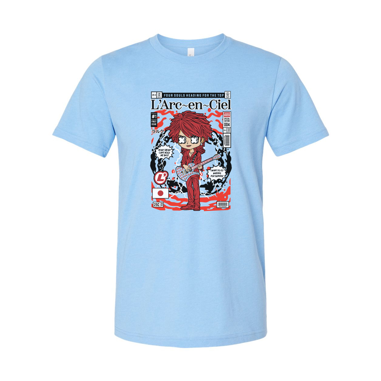 Hyde L Arc En Ciel Unisex Graphic Tee Featuring Manga Style Cover Art And Red Guitar