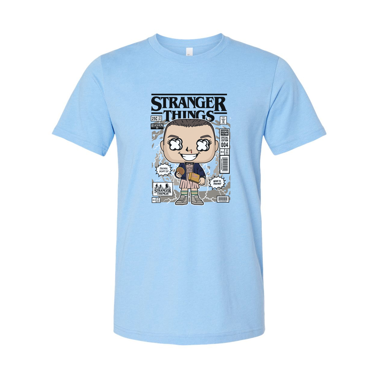 Stranger Things Eleven With Eggos Cartoon Graphic Unisex T Shirt Vintage Style Pop Culture Apparel