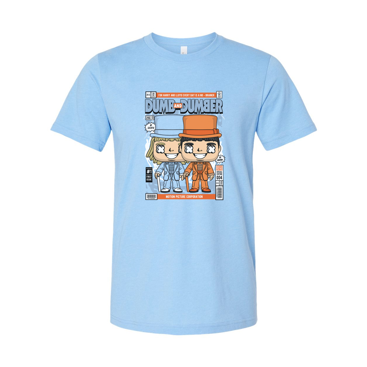 Dumb And Dumber Cartoon Cover Duo T Shirt Featuring Lloyd And Harry In Iconic Hats