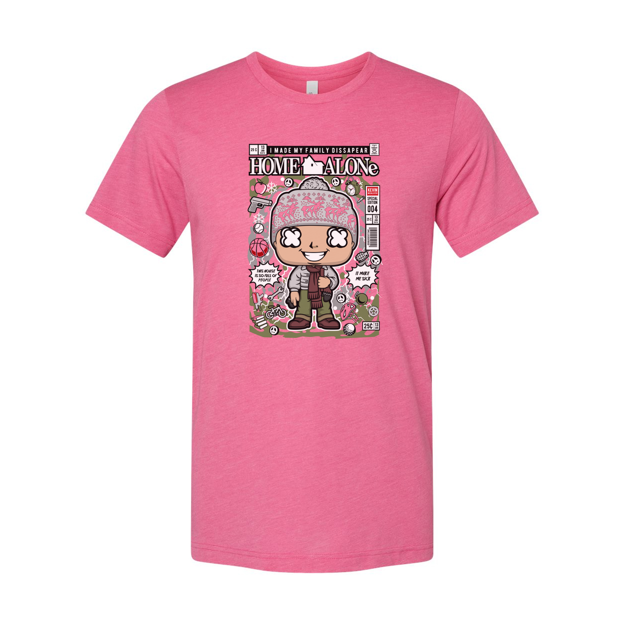 Home Alone Kevin Cartoon Graphic Tee Unisex Casual Shirt With Comic Cover Design