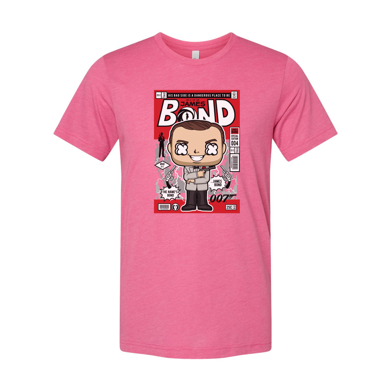 James Bond Comic Style Pop Art Unisex T Shirt Featuring Cartoon Agent Print For Adults And Teens
