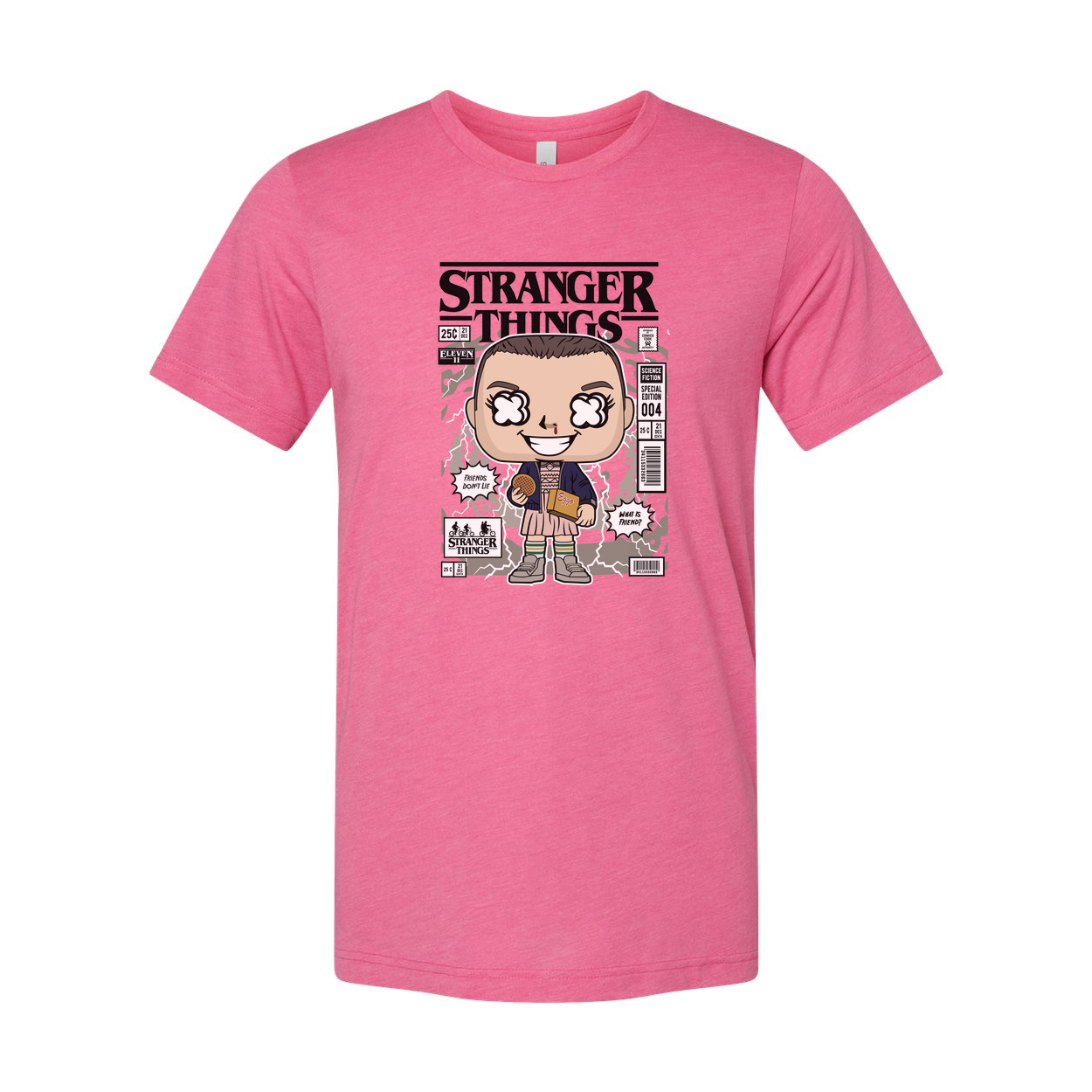 Stranger Things Eleven With Eggos Cartoon Graphic Unisex T Shirt Vintage Style Pop Culture Apparel