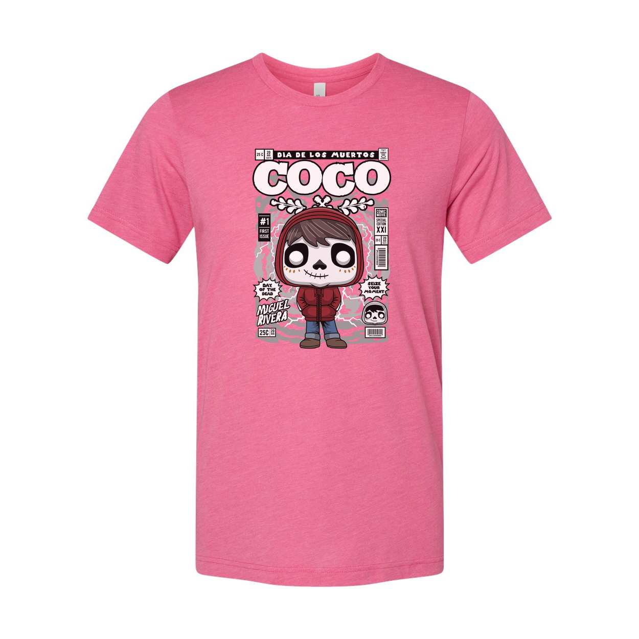 Unisex Graphic T-Shirt Featuring Coco Miguel Day Of The Dead Cartoon Illustration