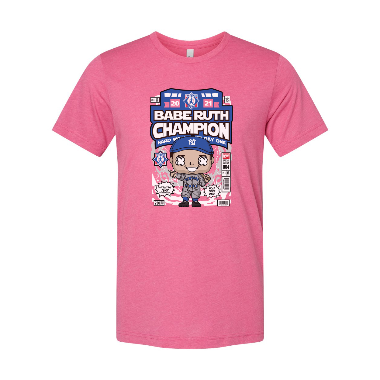 Babe Ruth Champion Graphic T Shirt Unisex Baseball Tee With Classic Comic Style Artwork