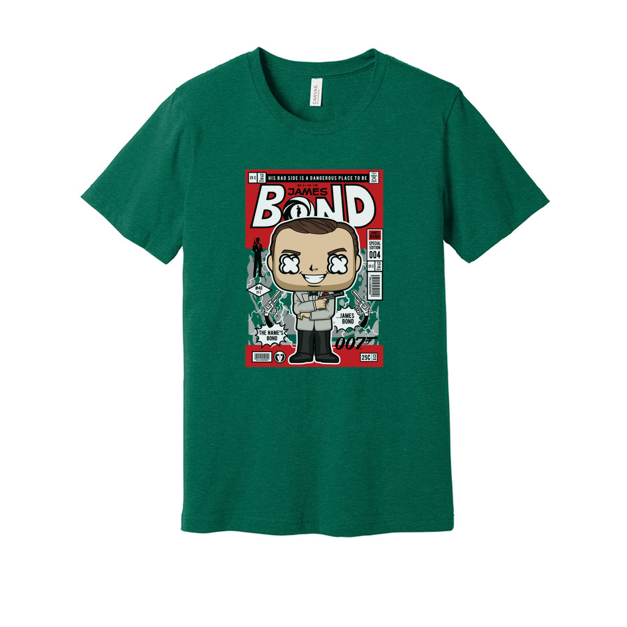 James Bond Comic Style Pop Art Unisex T Shirt Featuring Cartoon Agent Print For Adults And Teens