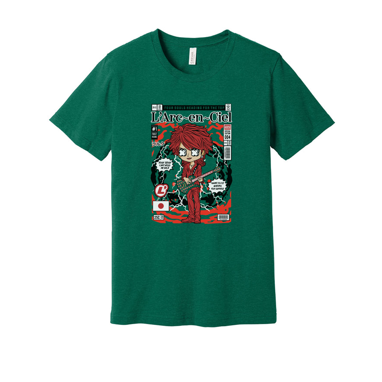 Hyde L Arc En Ciel Unisex Graphic Tee Featuring Manga Style Cover Art And Red Guitar
