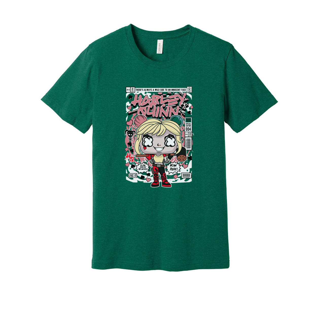 Harley Quinn Cartoon Graphic Tee Unisex Short Sleeve Shirt DC Comics Design For Fans