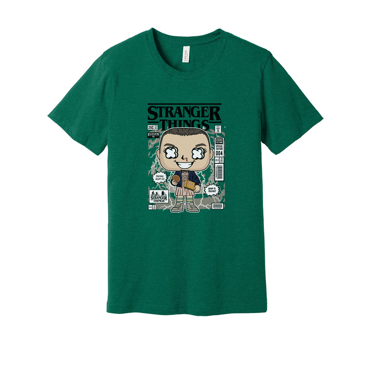 Stranger Things Eleven With Eggos Cartoon Graphic Unisex T Shirt Vintage Style Pop Culture Apparel