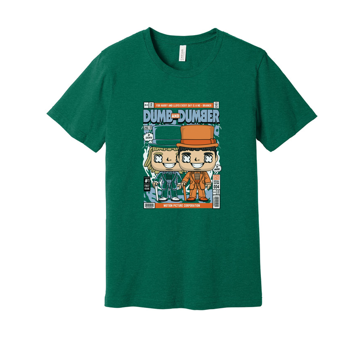 Dumb And Dumber Cartoon Cover Duo T Shirt Featuring Lloyd And Harry In Iconic Hats