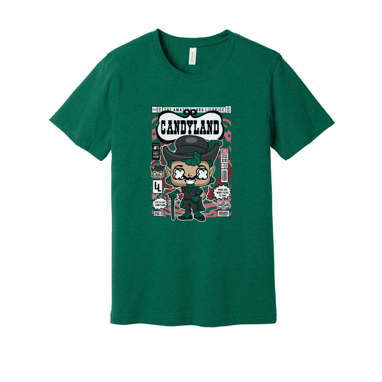 Candy Land Lord Licorice Graphic Tee For Unisex With Comic Book Style Illustration
