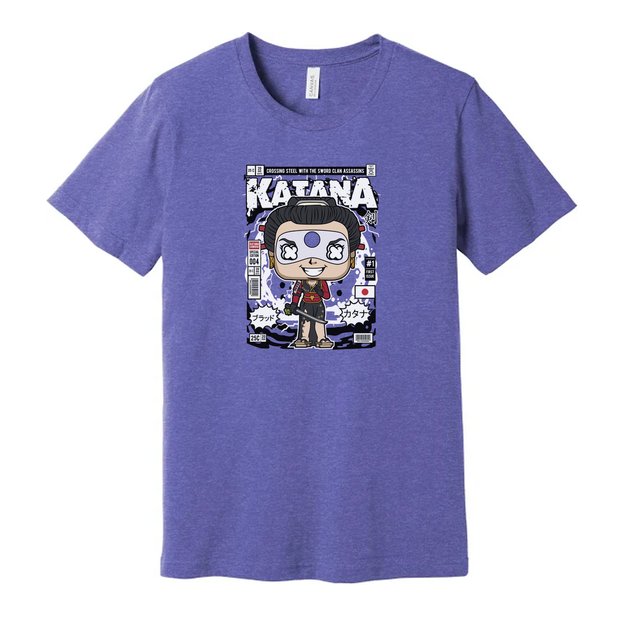 Katana Manga Style Unisex Graphic T Shirt Featuring Hero Cover Artwork With Bold Line Art