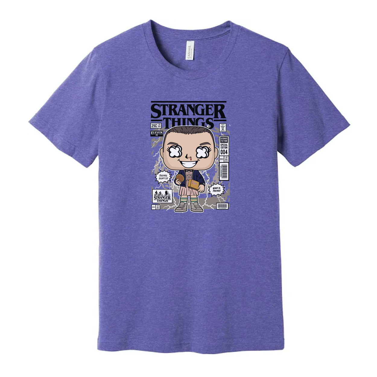 Stranger Things Eleven With Eggos Cartoon Graphic Unisex T Shirt Vintage Style Pop Culture Apparel