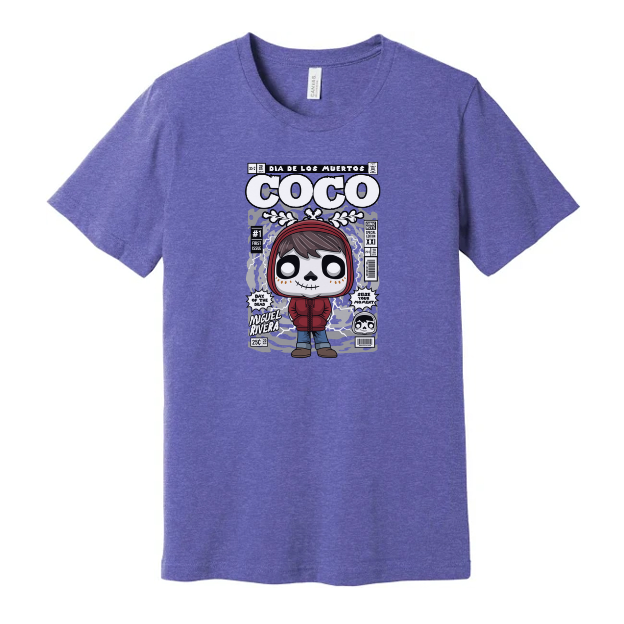 Unisex Graphic T-Shirt Featuring Coco Miguel Day Of The Dead Cartoon Illustration
