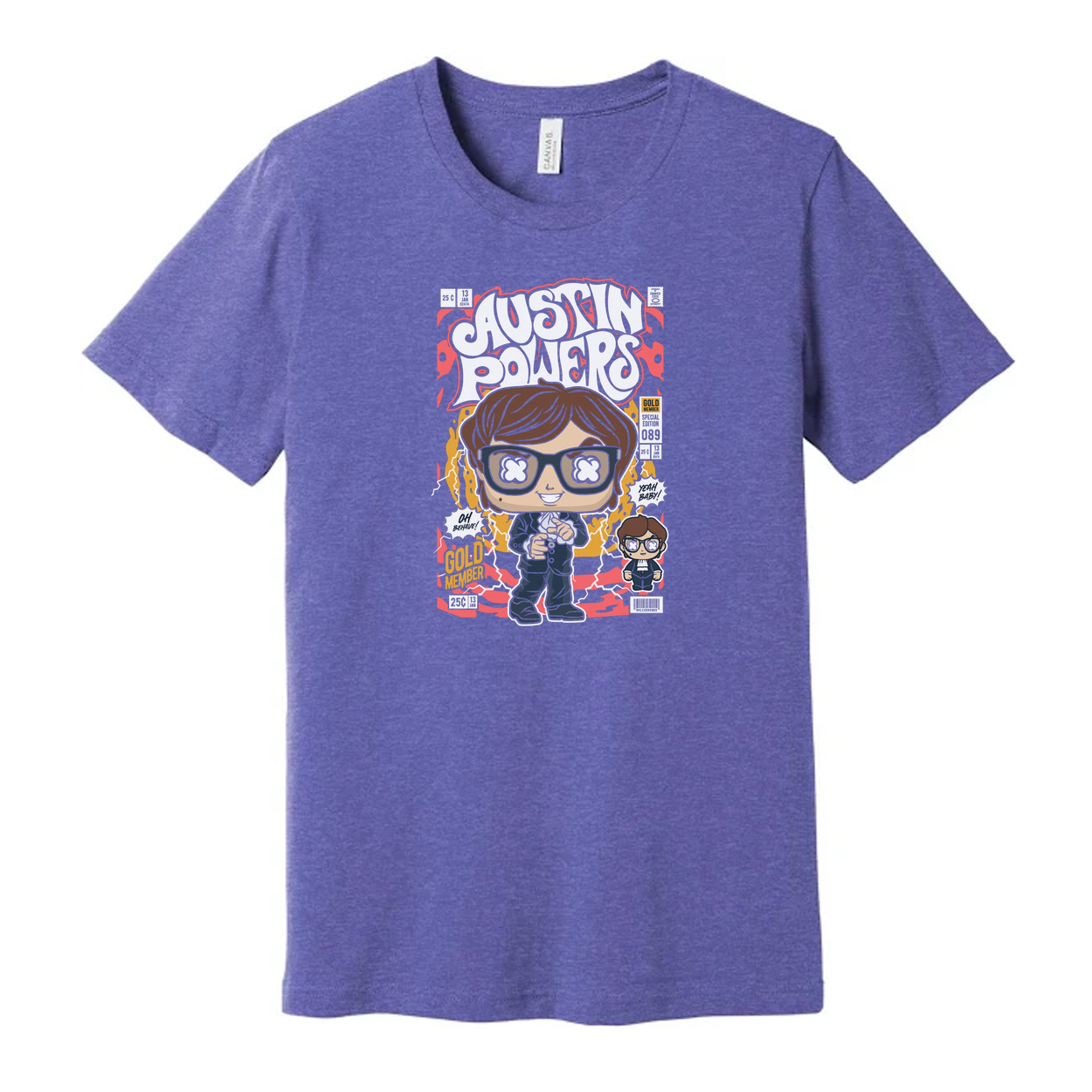 Austin Powers Cartoon Graphic Unisex T Shirt Featuring Retro Style Artwork For Fans