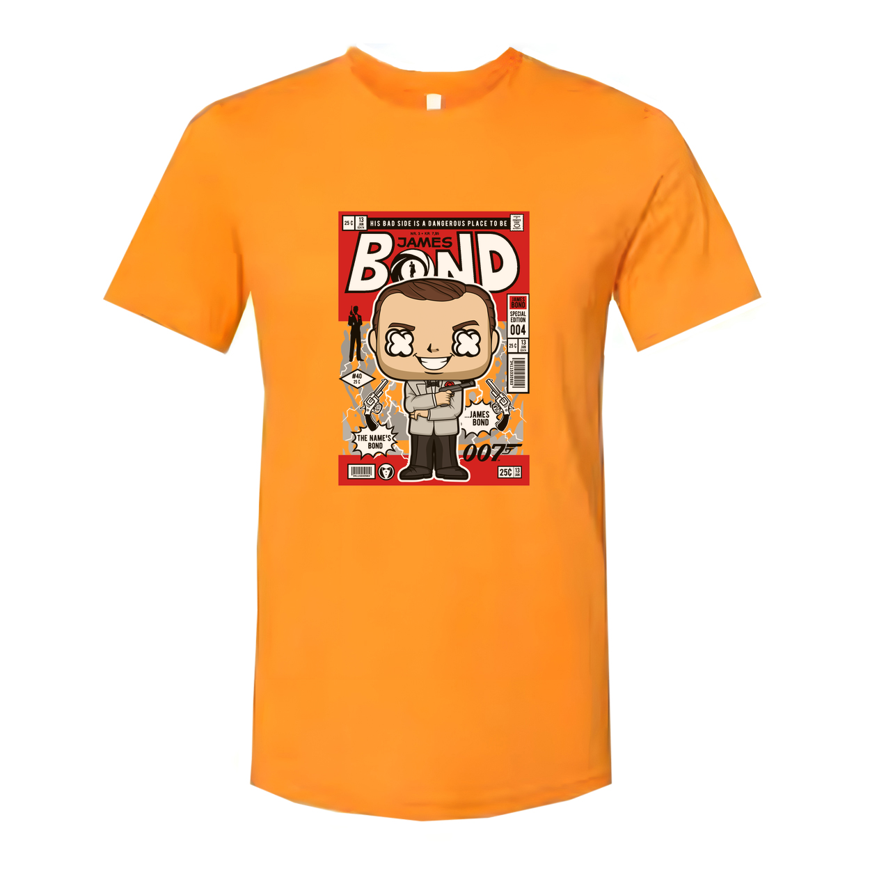 James Bond Comic Style Pop Art Unisex T Shirt Featuring Cartoon Agent Print For Adults And Teens