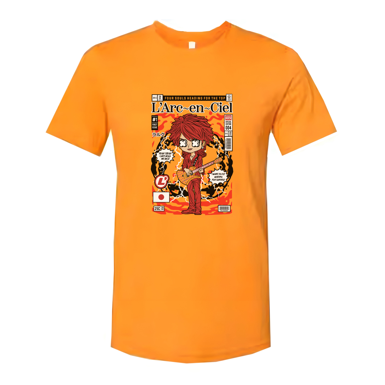 Hyde L Arc En Ciel Unisex Graphic Tee Featuring Manga Style Cover Art And Red Guitar