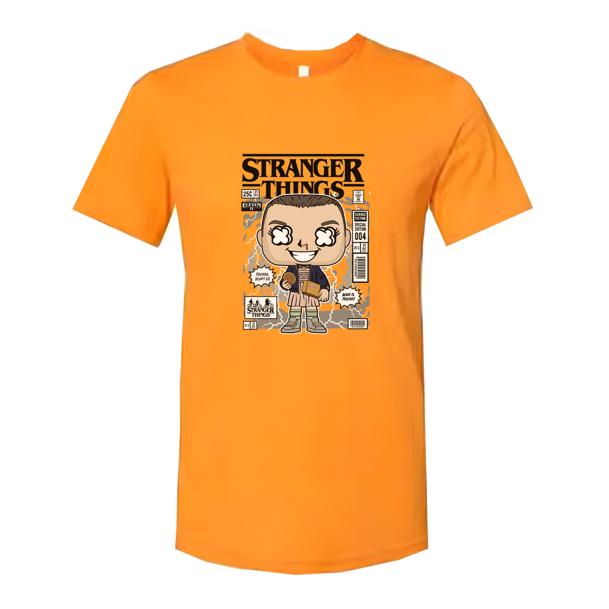 Stranger Things Eleven With Eggos Cartoon Graphic Unisex T Shirt Vintage Style Pop Culture Apparel