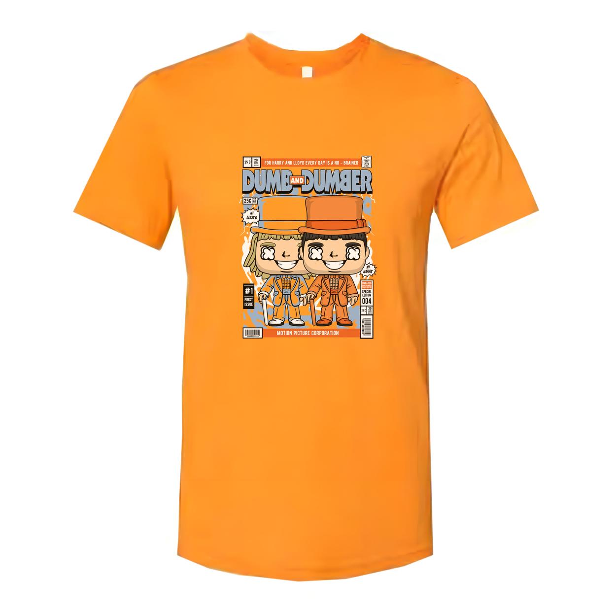 Dumb And Dumber Cartoon Cover Duo T Shirt Featuring Lloyd And Harry In Iconic Hats