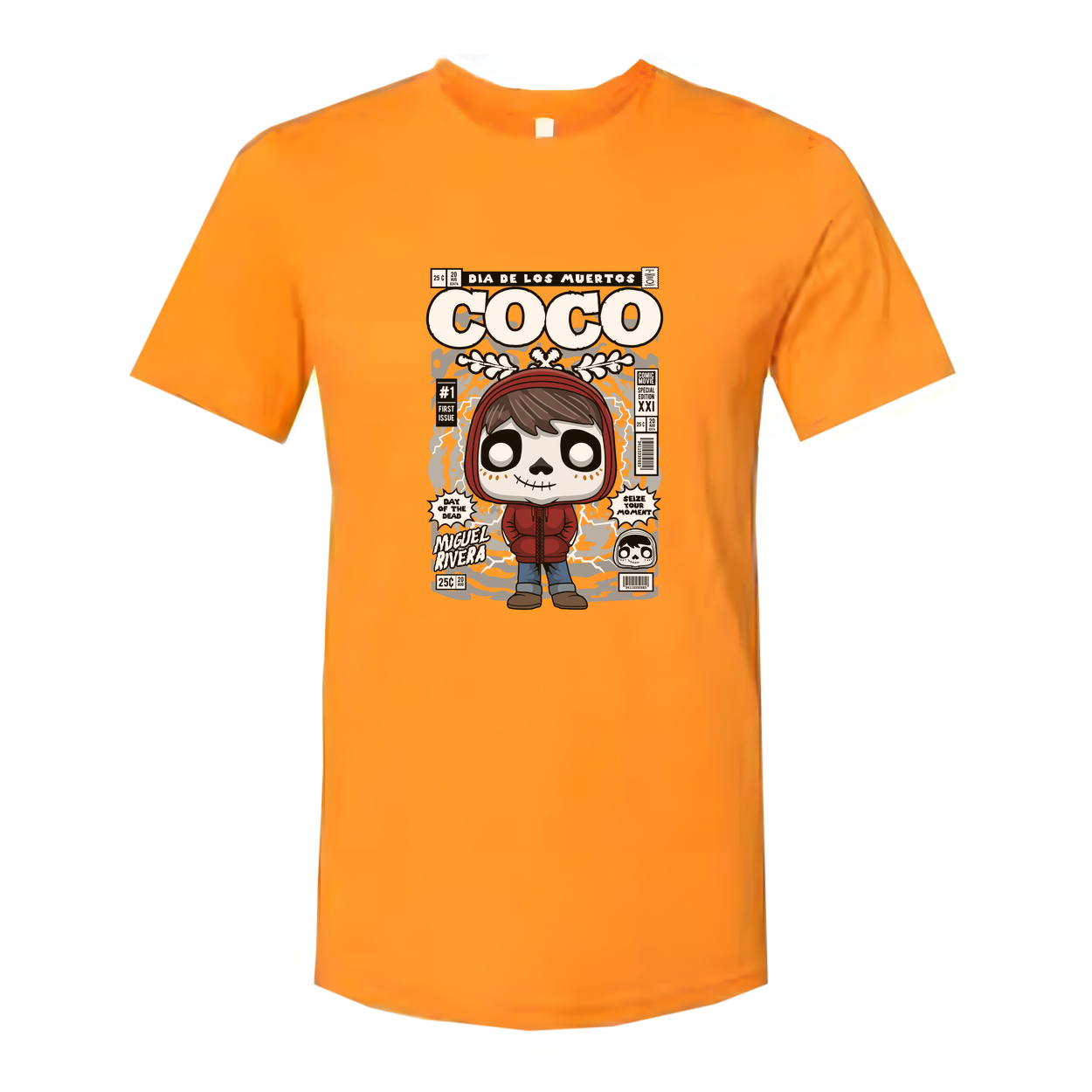 Unisex Graphic T-Shirt Featuring Coco Miguel Day Of The Dead Cartoon Illustration