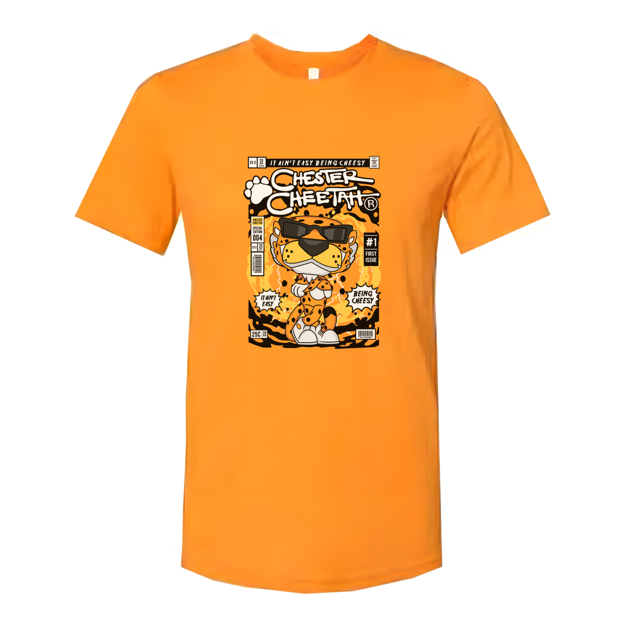 Chester Cheetah Graphic Tee With Comic Strip Style Artwork And Sunglasses Print Edition