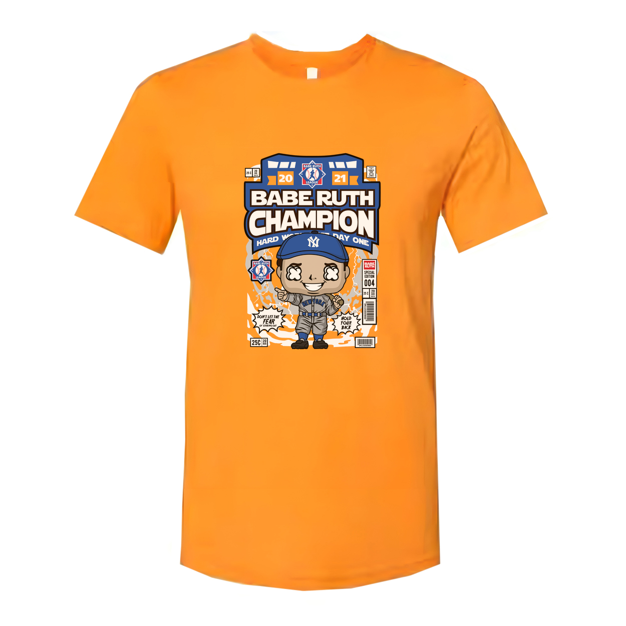Babe Ruth Champion Graphic T Shirt Unisex Baseball Tee With Classic Comic Style Artwork