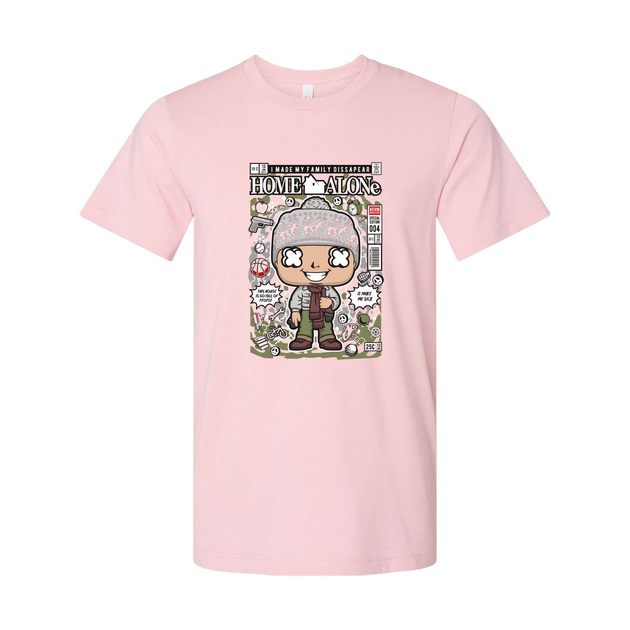 Home Alone Kevin Cartoon Graphic Tee Unisex Casual Shirt With Comic Cover Design