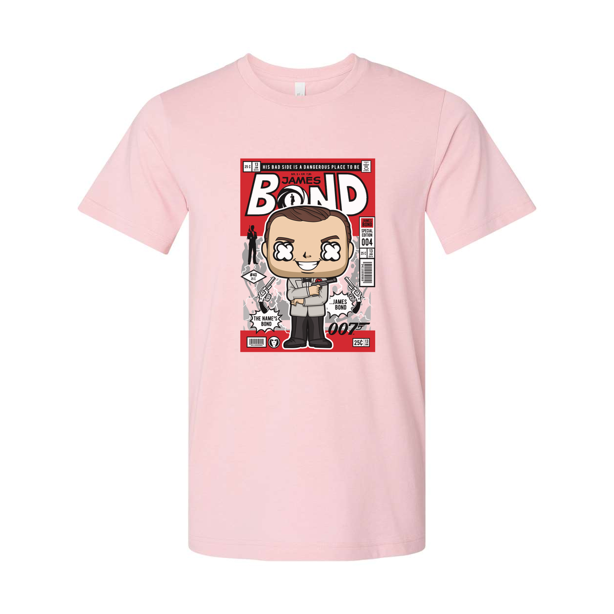 James Bond Comic Style Pop Art Unisex T Shirt Featuring Cartoon Agent Print For Adults And Teens