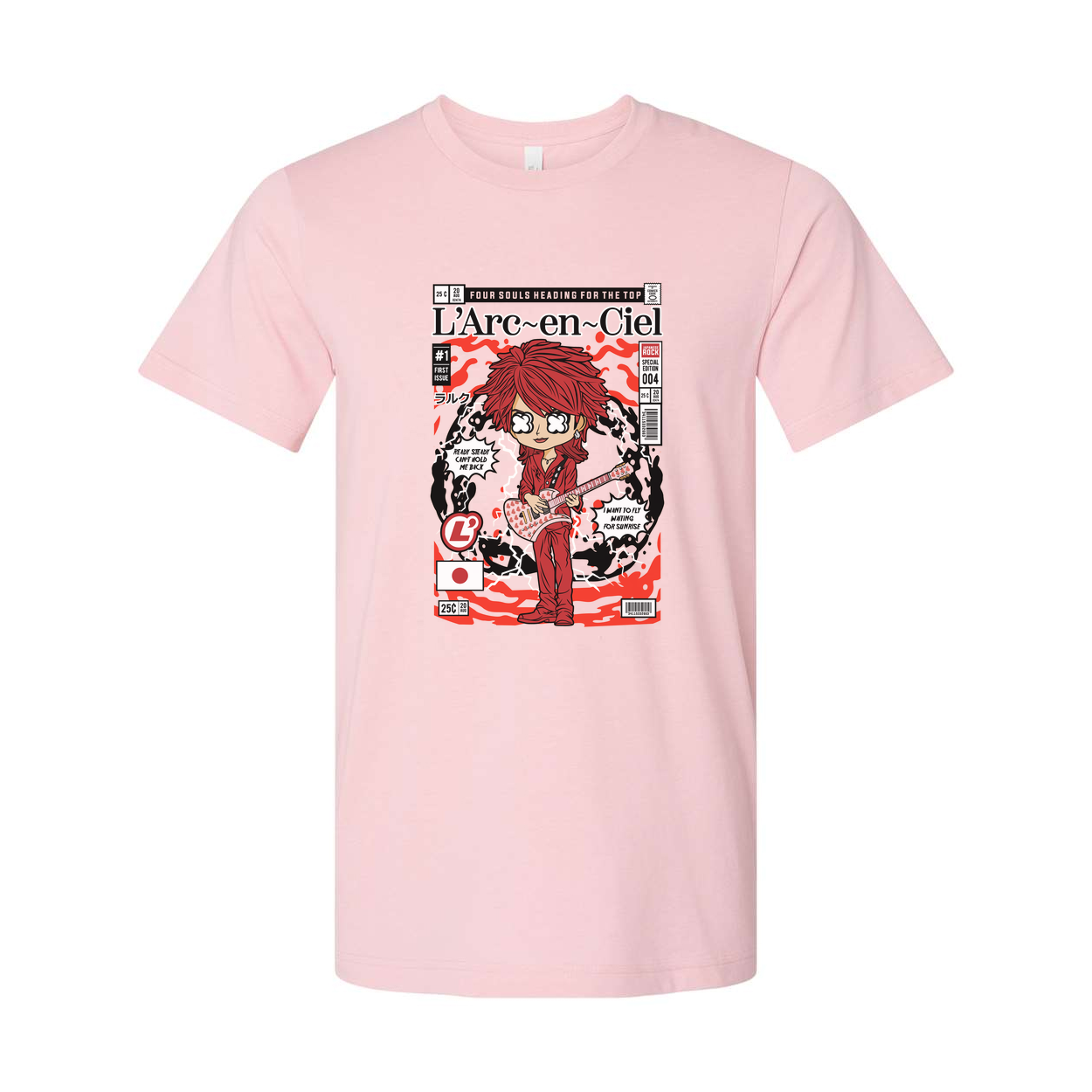 Hyde L Arc En Ciel Unisex Graphic Tee Featuring Manga Style Cover Art And Red Guitar