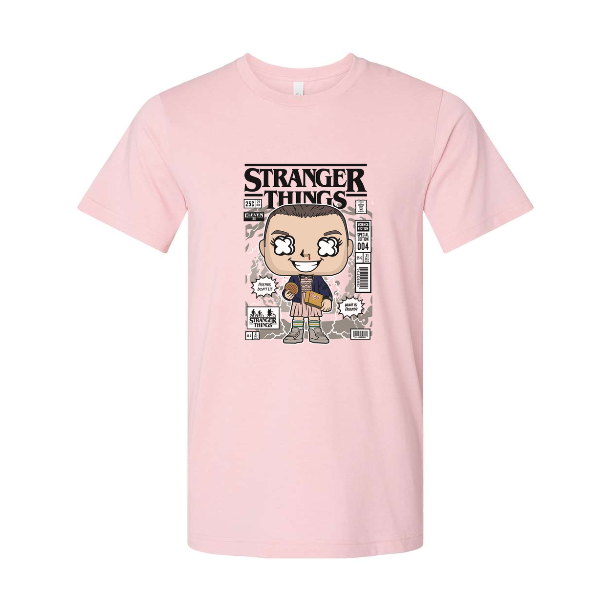 Stranger Things Eleven With Eggos Cartoon Graphic Unisex T Shirt Vintage Style Pop Culture Apparel