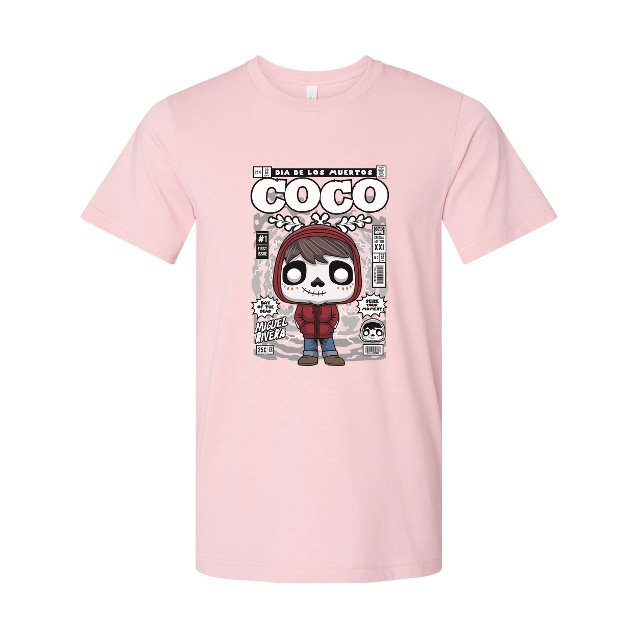 Unisex Graphic T-Shirt Featuring Coco Miguel Day Of The Dead Cartoon Illustration