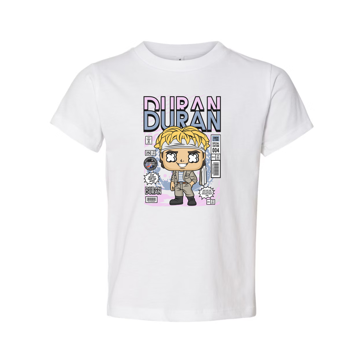 Duran Duran Band Graphic T Shirt Featuring Comic Style Artwork For Unisex Casual Wear