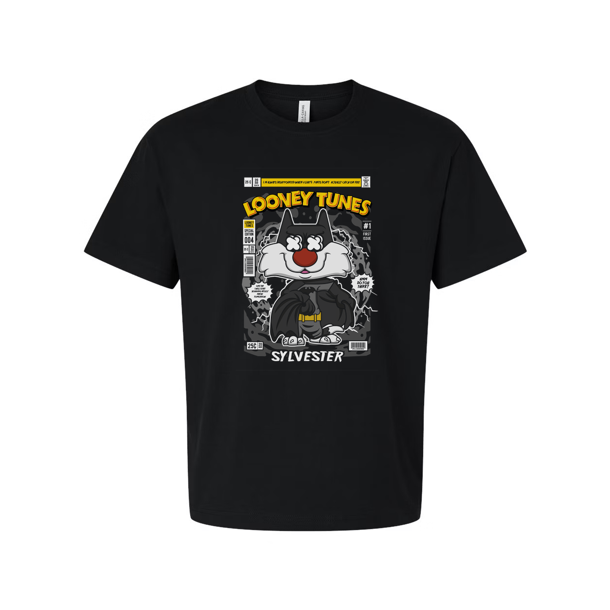 Looney Tunes Sylvester Graphic Tee Unisex Cartoon Shirt With Retro Comic Panel Design