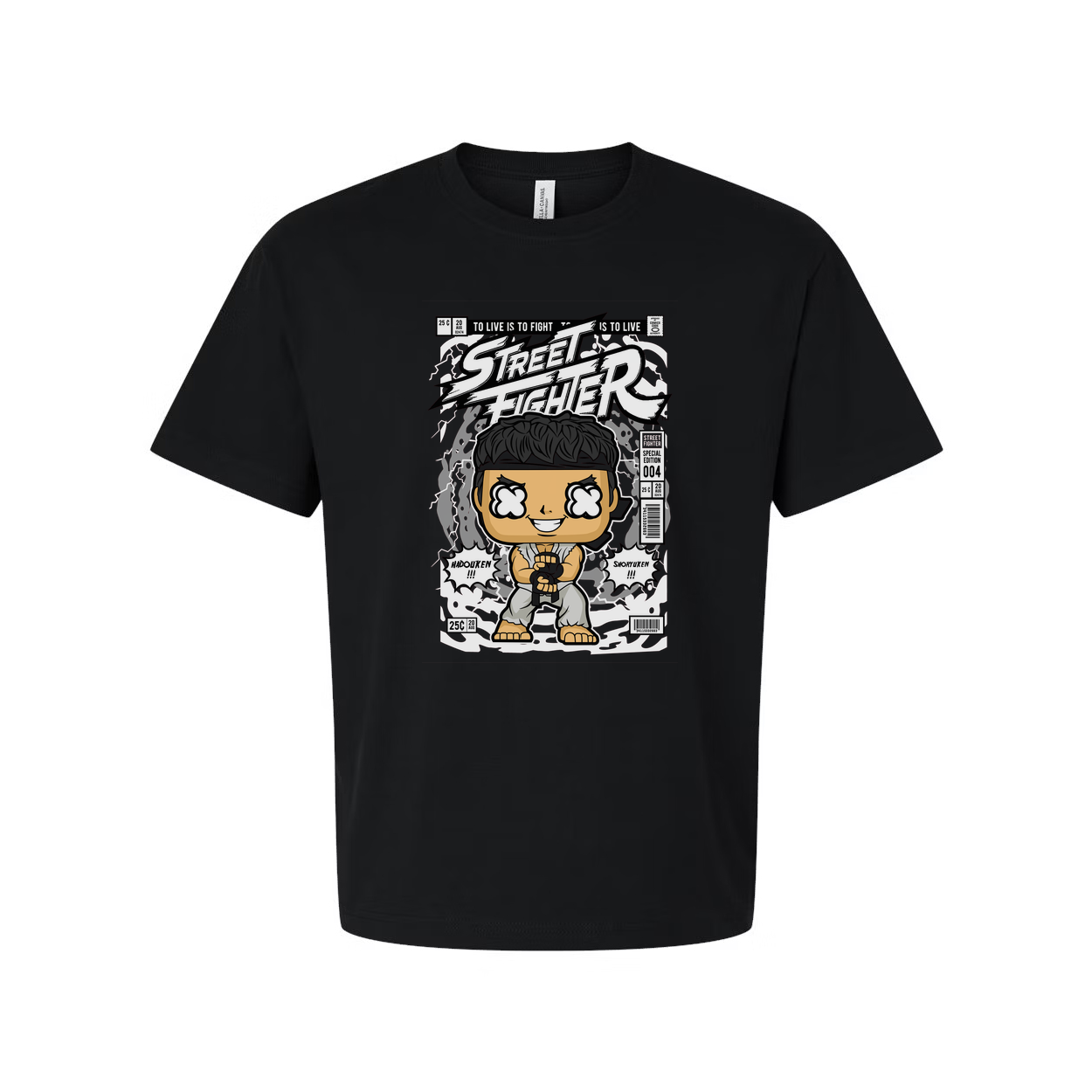 Ryu Street Fighter Chibi Graphic Unisex Tee Featuring Classic Fighting Logo And Comic Style Artwork