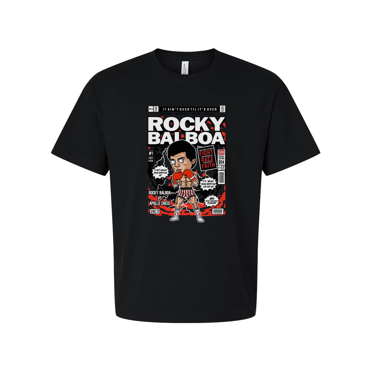 Rocky Balboa Cartoon Style Comic Book Cover Graphic T Shirt For Fans Unisex Short Sleeve Tee